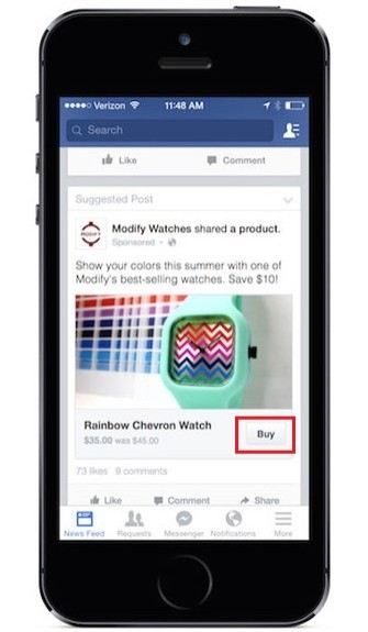 Facebook testa novo botão 'comprar'